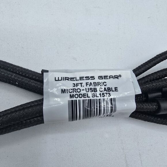 Wireless Gear 3FT Micro USB  Fabric Cable - Black - Picture 2 of 4